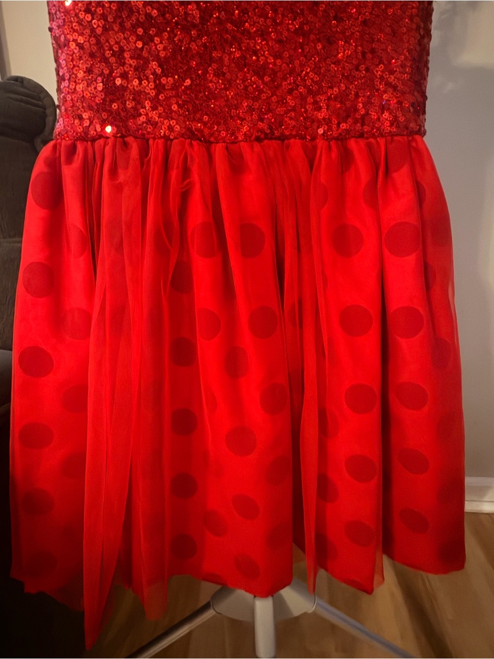Justice Girls 14 Red Sequin Polka Dot Formal Dress - Picture 8 of 12